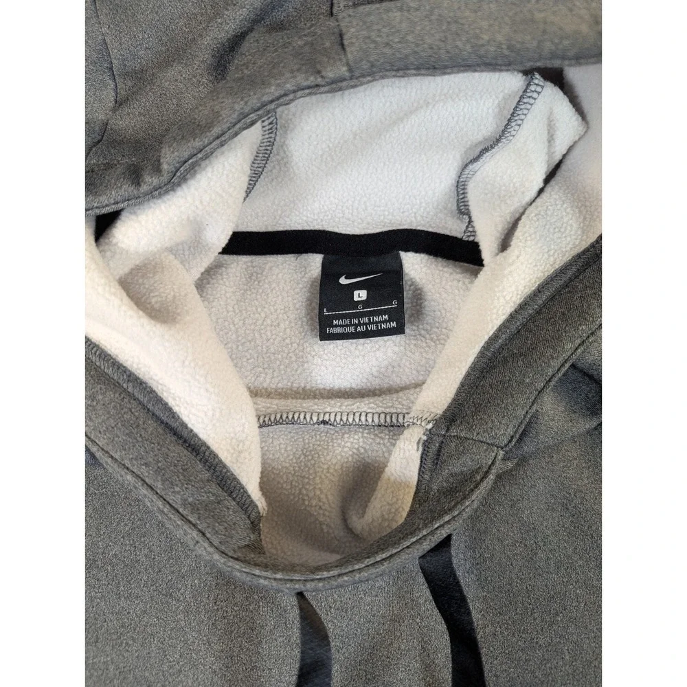 Nike Mens Therma-FIT Hoodie Gray Fleece Pullover Training Sweatshirt Large #2354